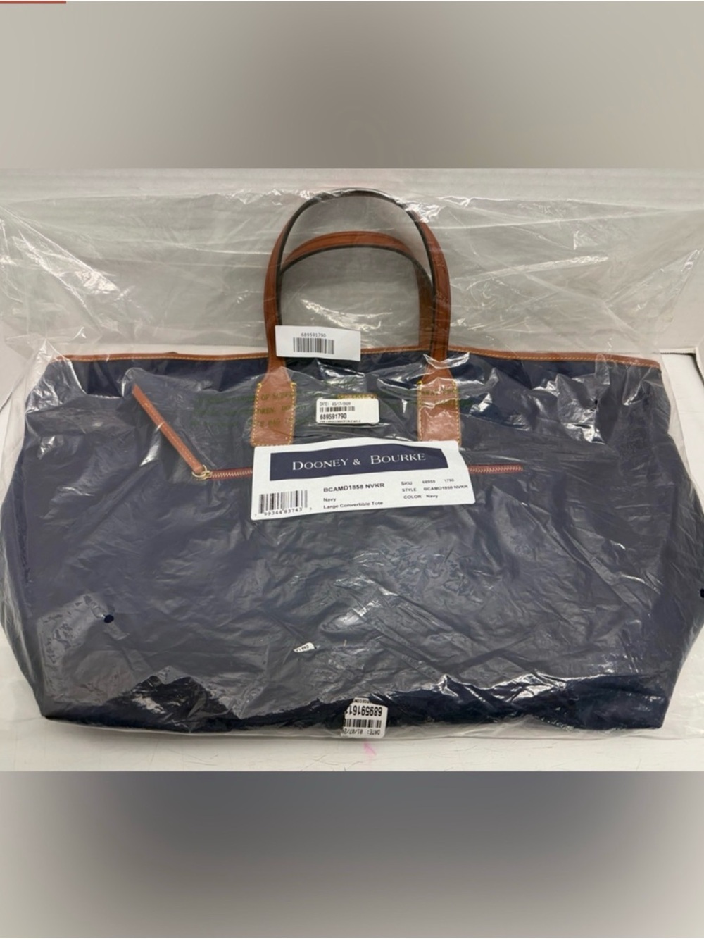 NWT Dooney & Bourke Large Convertible Nylon Wayfarer Tote Bag with Leather Trim